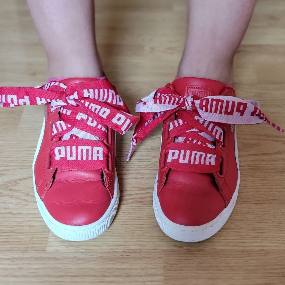 PUMA Red Basket Heart Sneakers